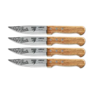 GRYLT Jumbo 4 Piece Steak Knife Set AFL Hawthorn Hawks